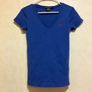 blue polo vneck